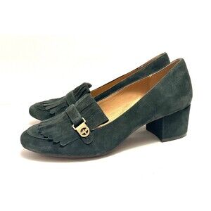 Gianni Bernini Suede High Heel Green Ilianaa Kiltie Memory Foam Fringe Pumps 11M